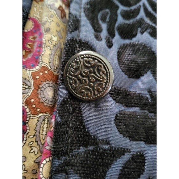 Free People Jacket Womens Size 2 Navy Paisley Peplum Velvet Floral Buttoned Boho - Picture 5 of 10